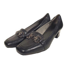 Ladies Life Stride Faux Leather Slip On Loafers Black Size 8